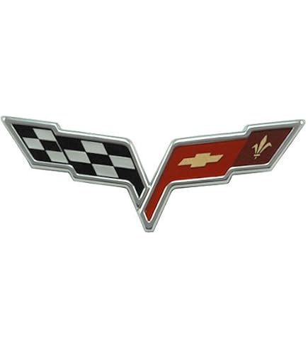 Amazon | 2005 – 2013 C6コルベットフロントフードCrossed Flagsバッジ